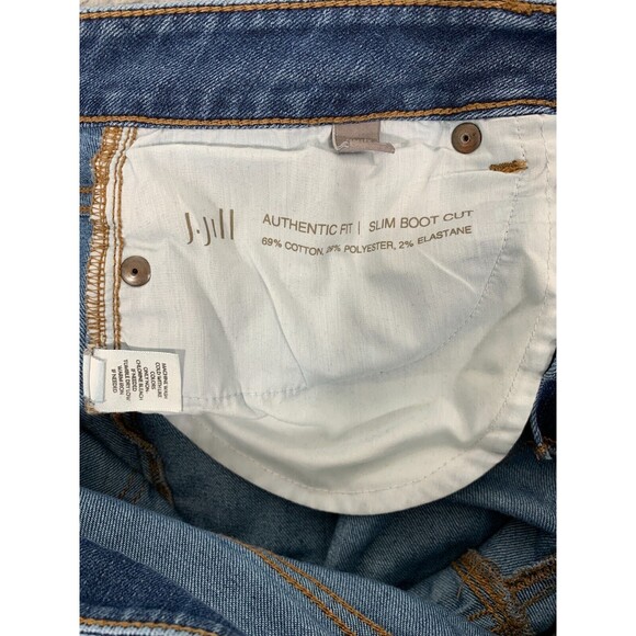 J. JILL Authentic Slim Boot Cut Denim Blue Jeans Stretch Size 8 Distressed Knees - Picture 5 of 11